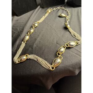 Vintage Anne Klein two-tone chain belt, a mix of silver and gold-tone 38"